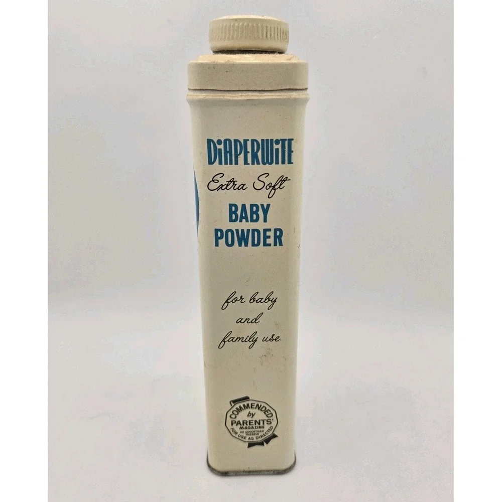Vintage Diaperwite Baby Powder Tin Imported Italian Talc Nursery Advertising